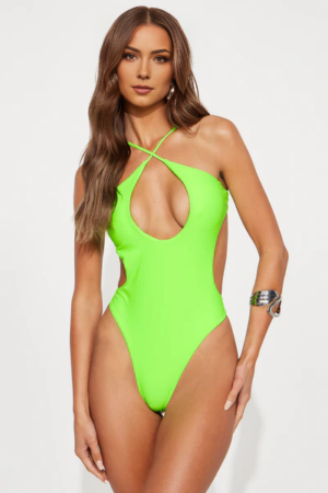 Crisscross Keyhole Lime Swimsuit