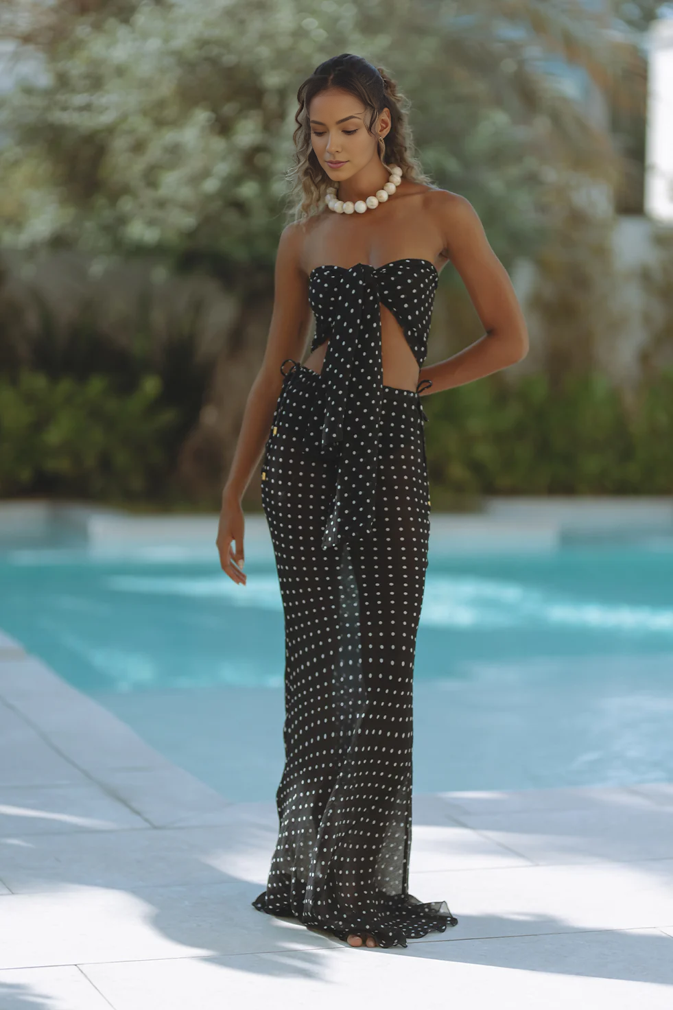 Polka Silk Chiffon Set