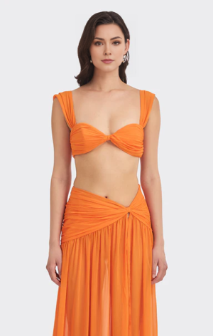 Draped Bodice Orange Top