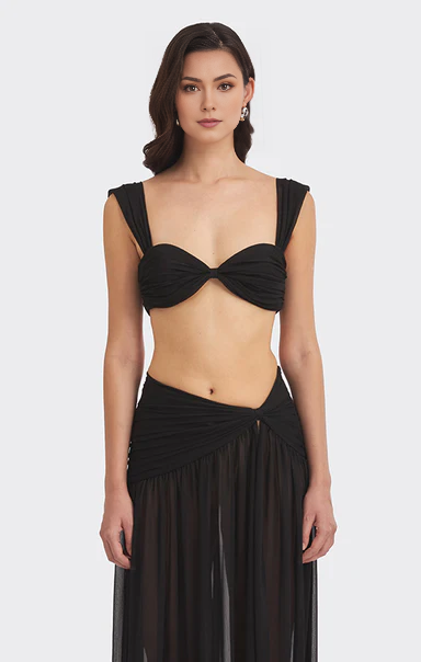 Draped Bodice Black Top